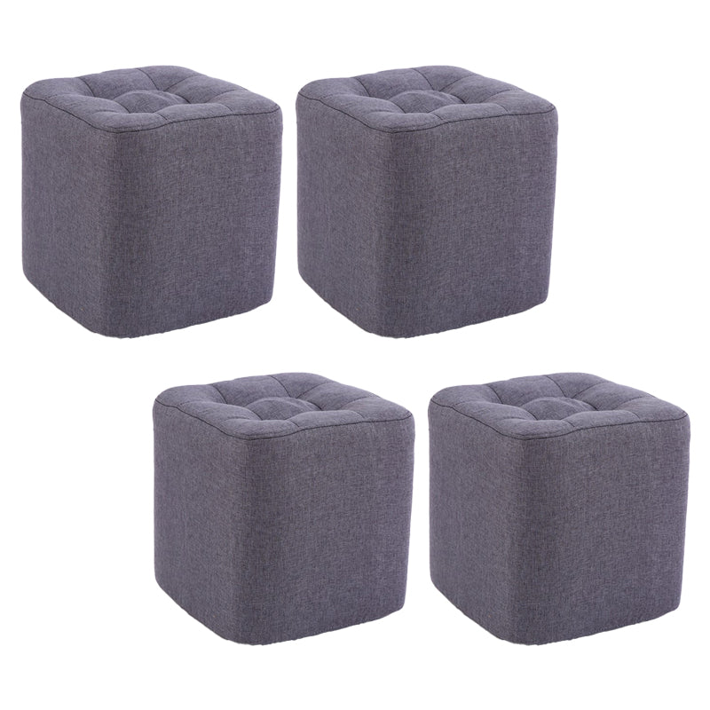 Contemporary Linen Upholstered Ottoman Rectangle/Square Shape Pouf