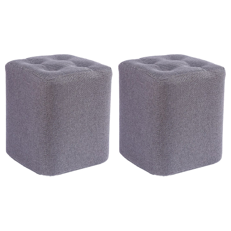 Contemporary Linen Upholstered Ottoman Rectangle/Square Shape Pouf