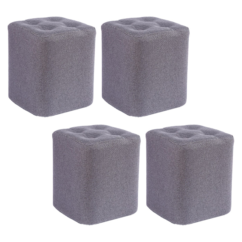 Contemporary Linen Upholstered Ottoman Rectangle/Square Shape Pouf