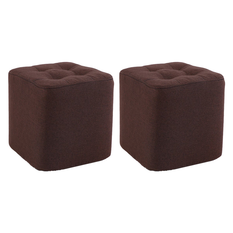 Contemporary Linen Upholstered Ottoman Rectangle/Square Shape Pouf