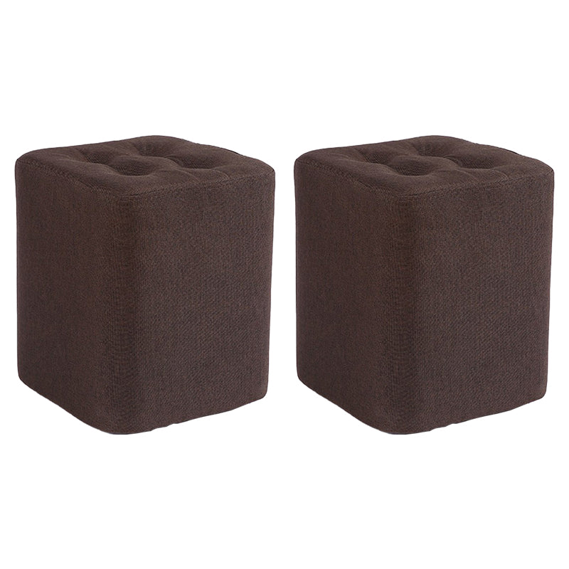 Contemporary Linen Upholstered Ottoman Rectangle/Square Shape Pouf