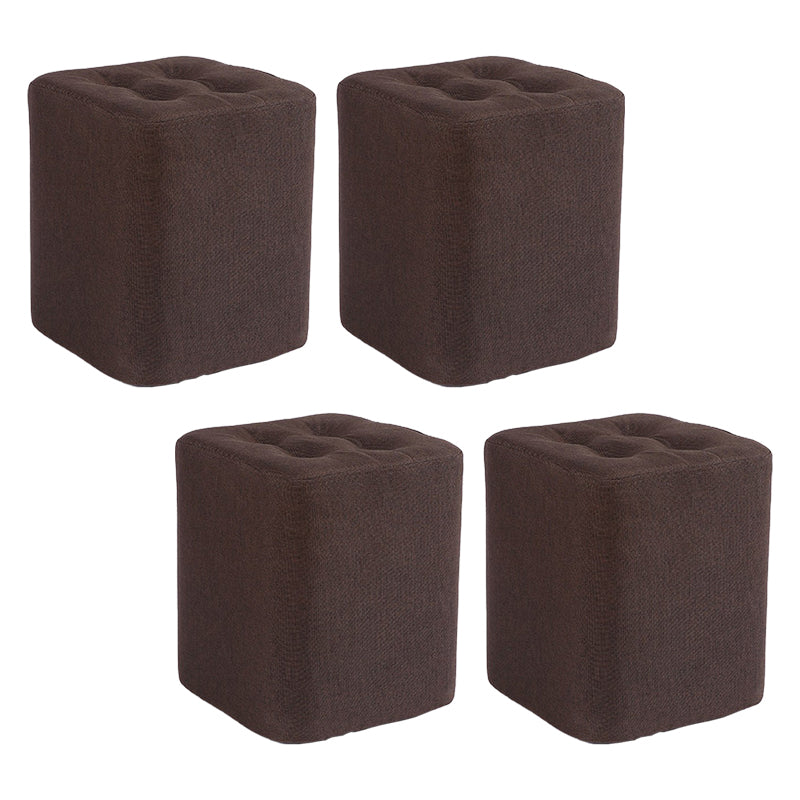 Contemporary Linen Upholstered Ottoman Rectangle/Square Shape Pouf