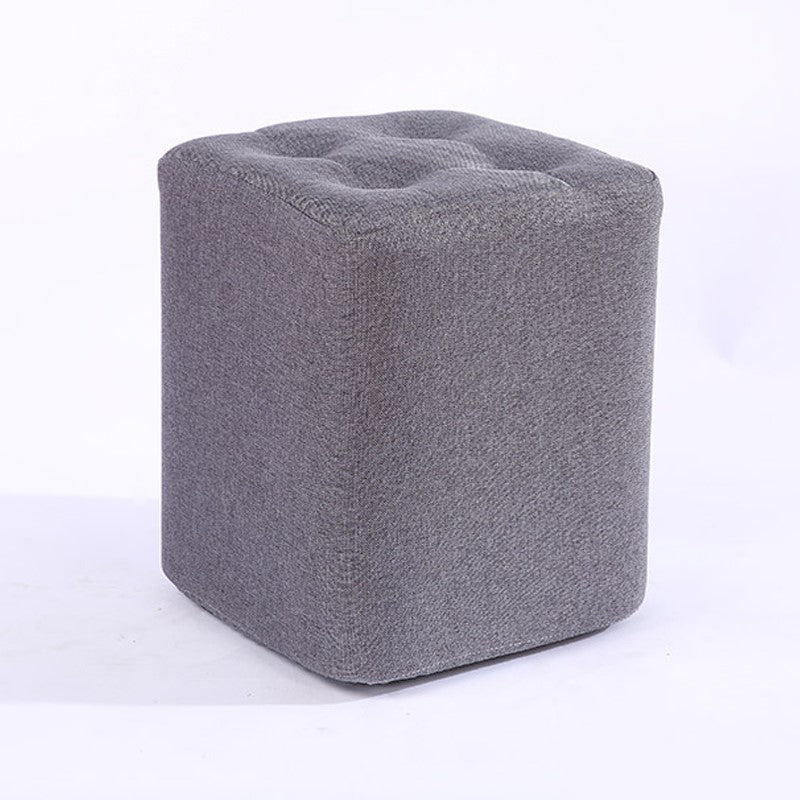 Contemporary Linen Upholstered Ottoman Rectangle/Square Shape Pouf