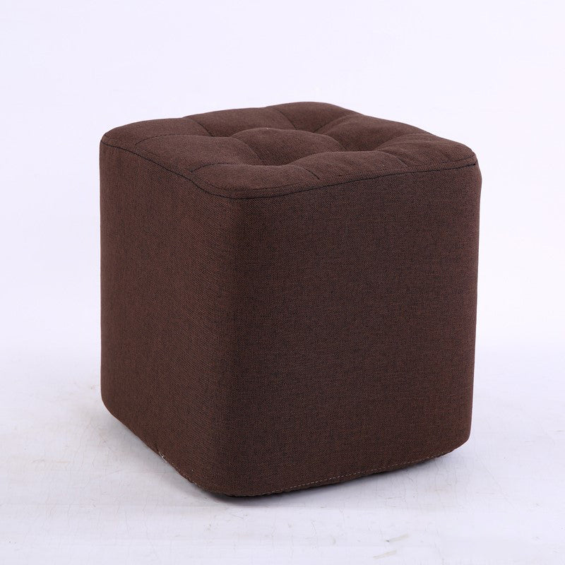 Contemporary Linen Upholstered Ottoman Rectangle/Square Shape Pouf