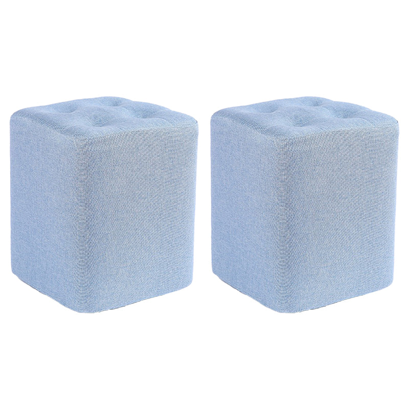 Contemporary Linen Upholstered Ottoman Rectangle/Square Shape Pouf
