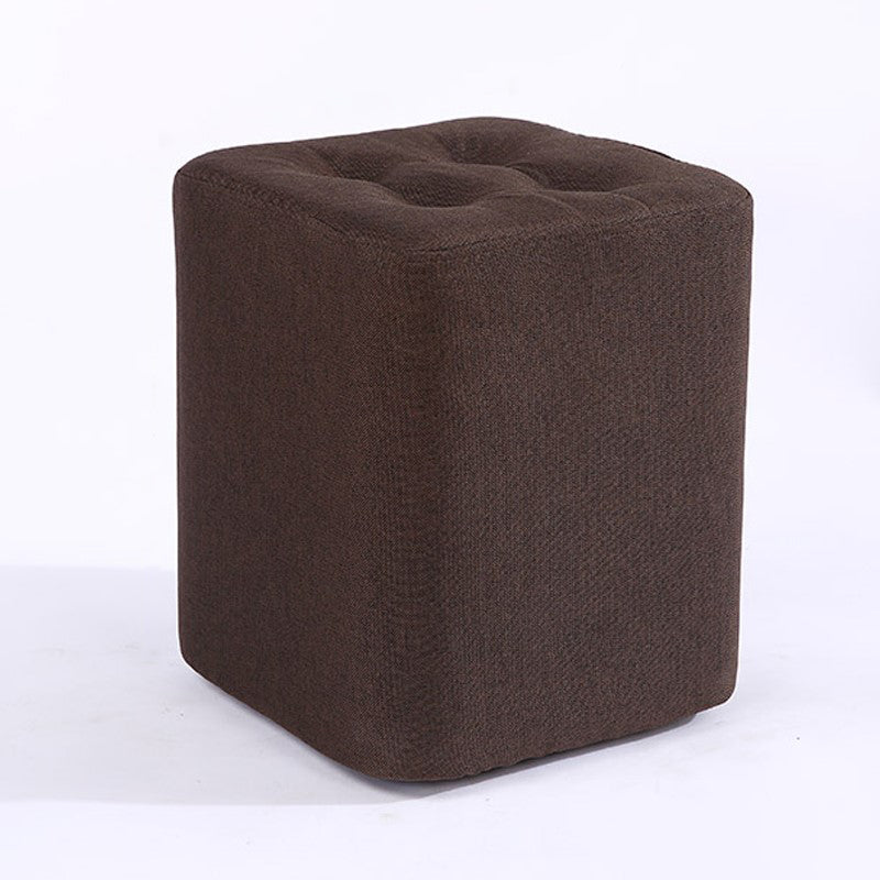 Contemporary Linen Upholstered Ottoman Rectangle/Square Shape Pouf