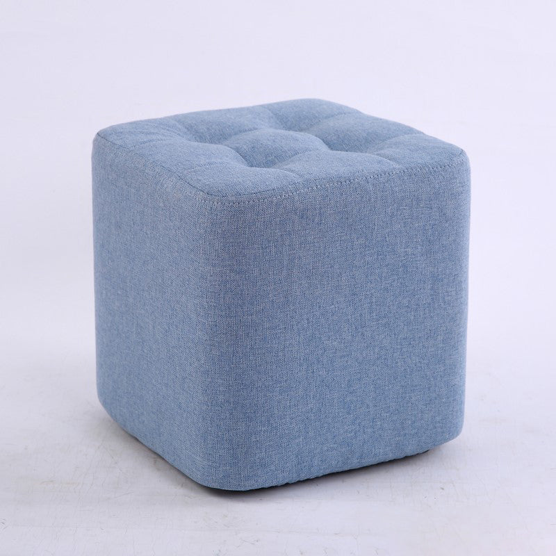 Contemporary Linen Upholstered Ottoman Rectangle/Square Shape Pouf