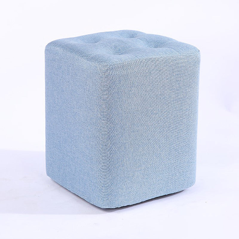 Contemporary Linen Upholstered Ottoman Rectangle/Square Shape Pouf