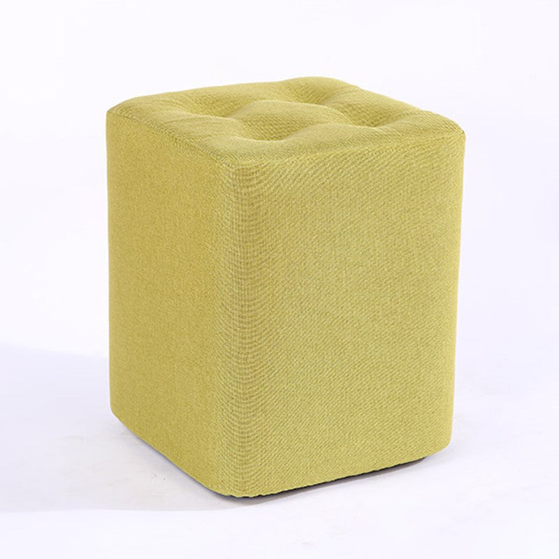 Contemporary Linen Upholstered Ottoman Rectangle/Square Shape Pouf