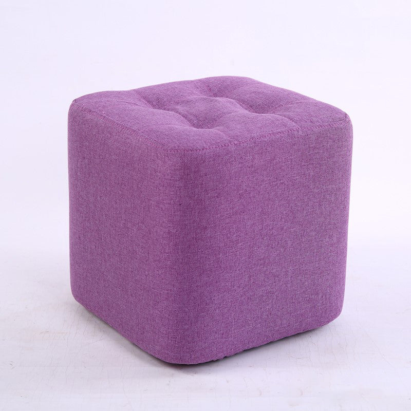 Contemporary Linen Upholstered Ottoman Rectangle/Square Shape Pouf