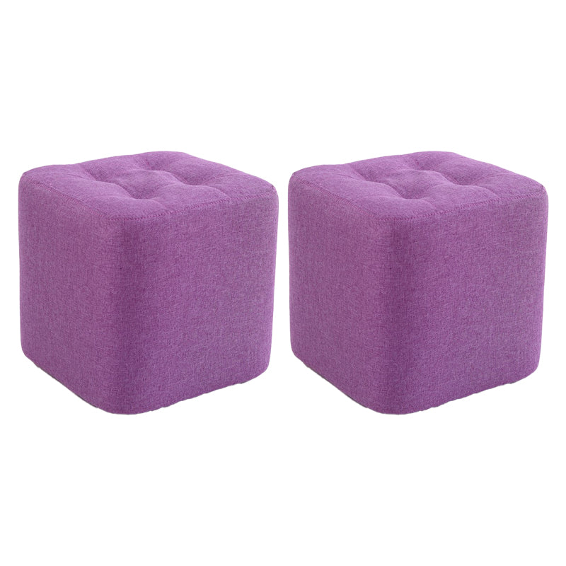 Contemporary Linen Upholstered Ottoman Rectangle/Square Shape Pouf