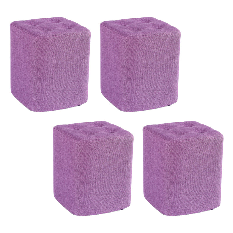 Contemporary Linen Upholstered Ottoman Rectangle/Square Shape Pouf