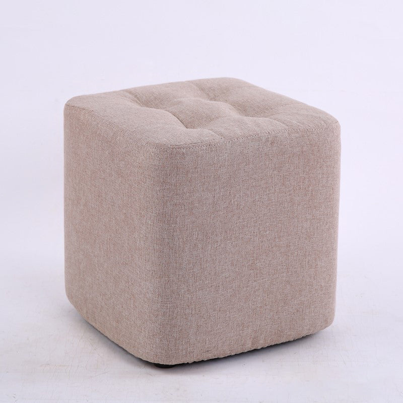 Contemporary Linen Upholstered Ottoman Rectangle/Square Shape Pouf