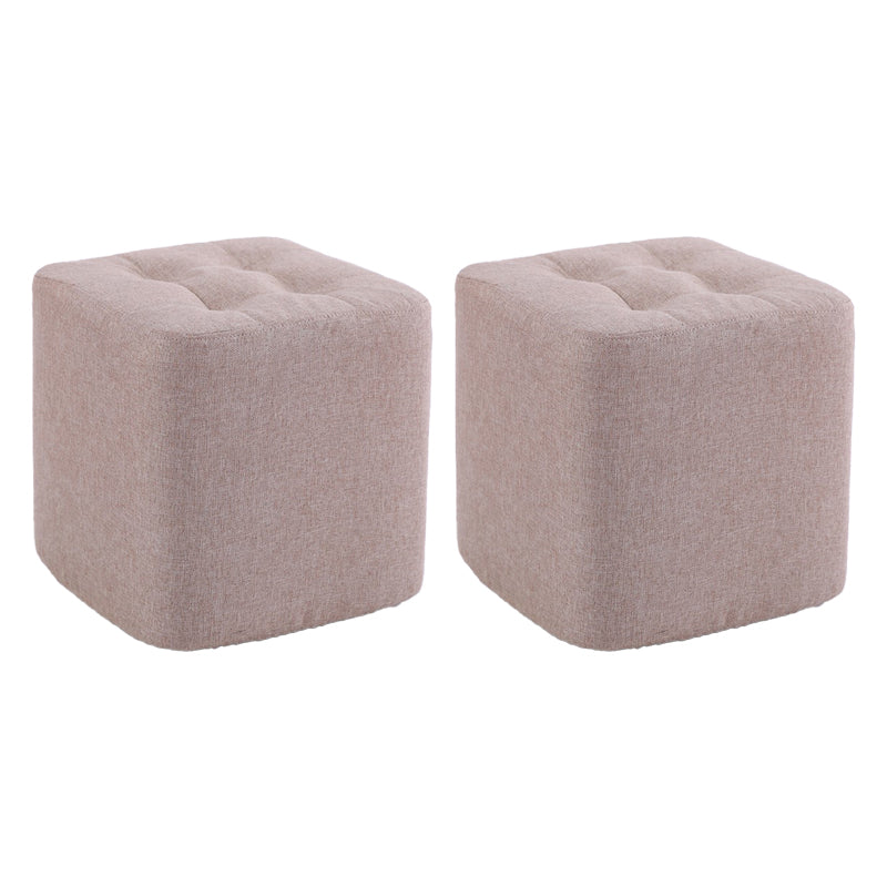 Contemporary Linen Upholstered Ottoman Rectangle/Square Shape Pouf