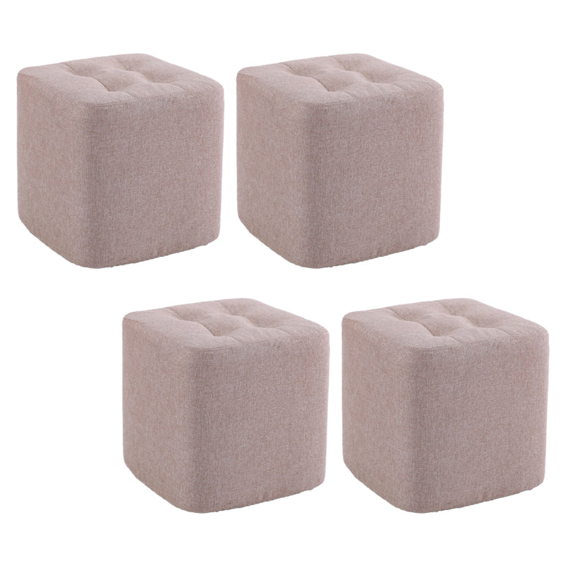 Contemporary Linen Upholstered Ottoman Rectangle/Square Shape Pouf