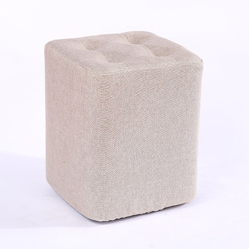 Contemporary Linen Upholstered Ottoman Rectangle/Square Shape Pouf