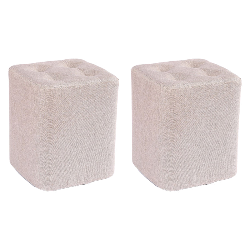 Contemporary Linen Upholstered Ottoman Rectangle/Square Shape Pouf