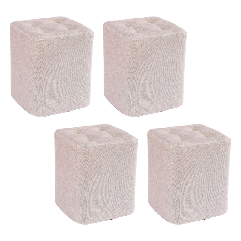 Contemporary Linen Upholstered Ottoman Rectangle/Square Shape Pouf