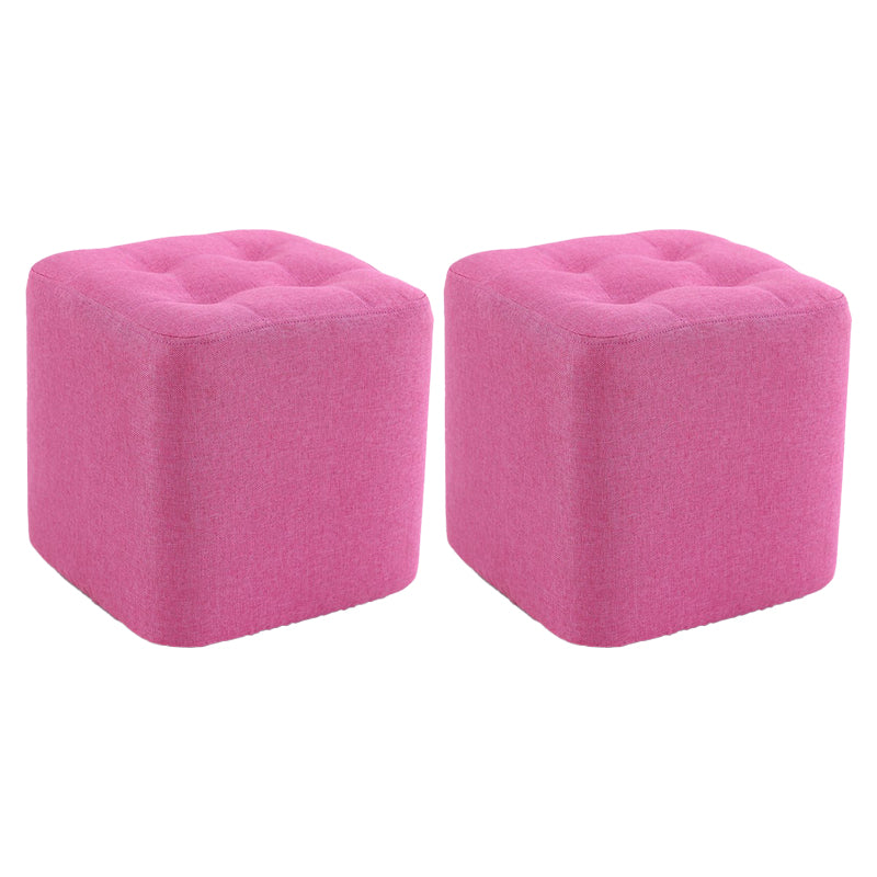 Contemporary Linen Upholstered Ottoman Rectangle/Square Shape Pouf