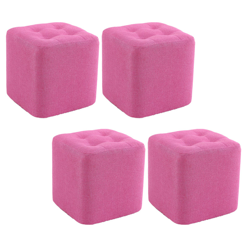 Contemporary Linen Upholstered Ottoman Rectangle/Square Shape Pouf
