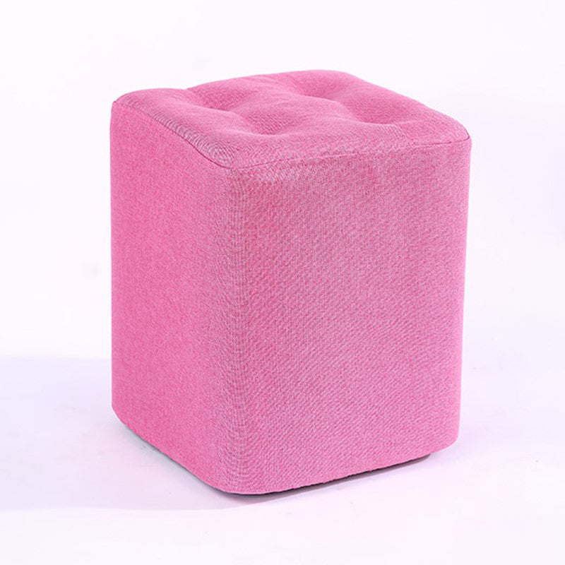 Contemporary Linen Upholstered Ottoman Rectangle/Square Shape Pouf
