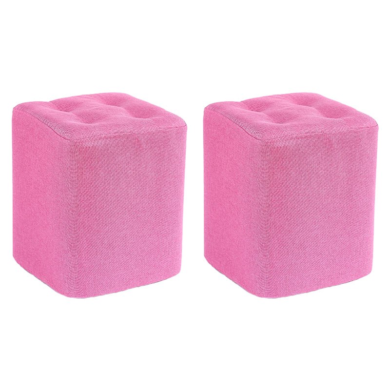 Contemporary Linen Upholstered Ottoman Rectangle/Square Shape Pouf