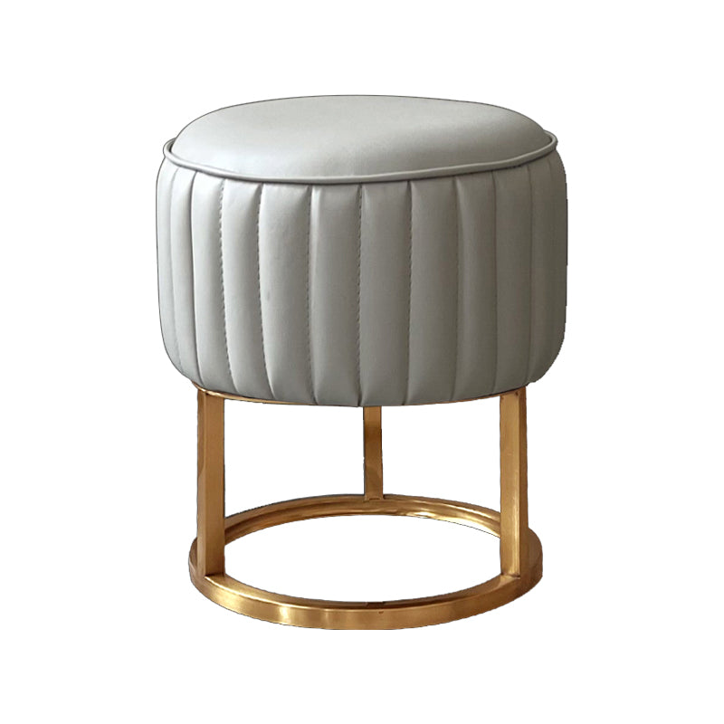 Glam Faux Leather Upholstered Standard Ottoman Round Shape Pouf