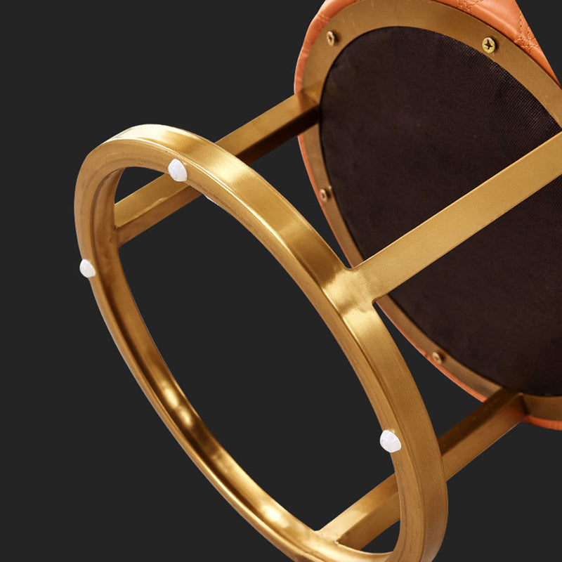 Glam Faux Leather Upholstered Standard Ottoman Round Shape Pouf