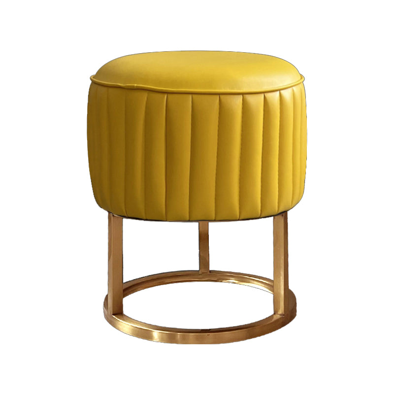 Glam Faux Leather Upholstered Standard Ottoman Round Shape Pouf