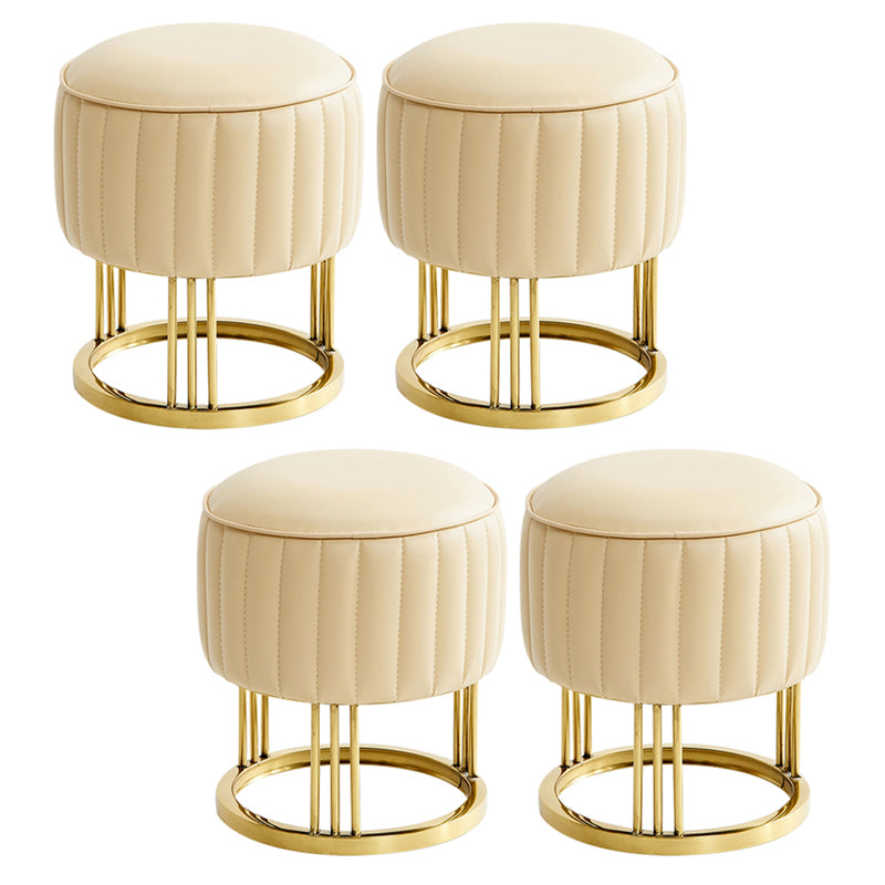 14" Wide Faux Leather Upholstered Ottoman Glam Round Shape Pouf