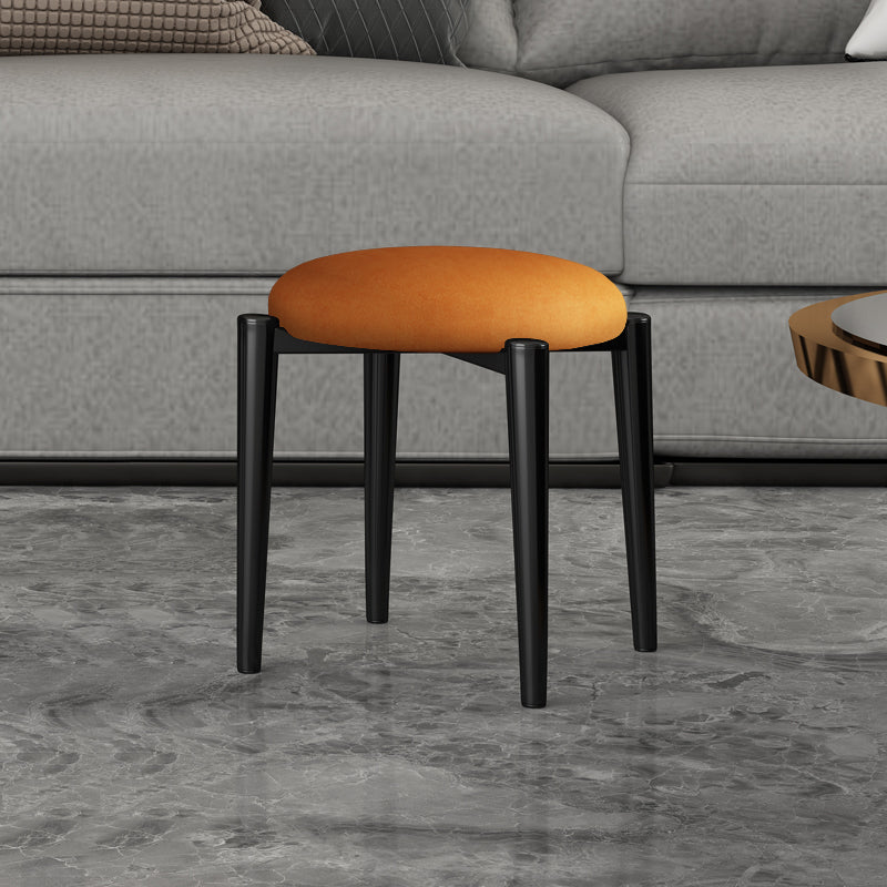 Contemporary Round Water Resistant Ottoman Faux Leather Upholstered Standard