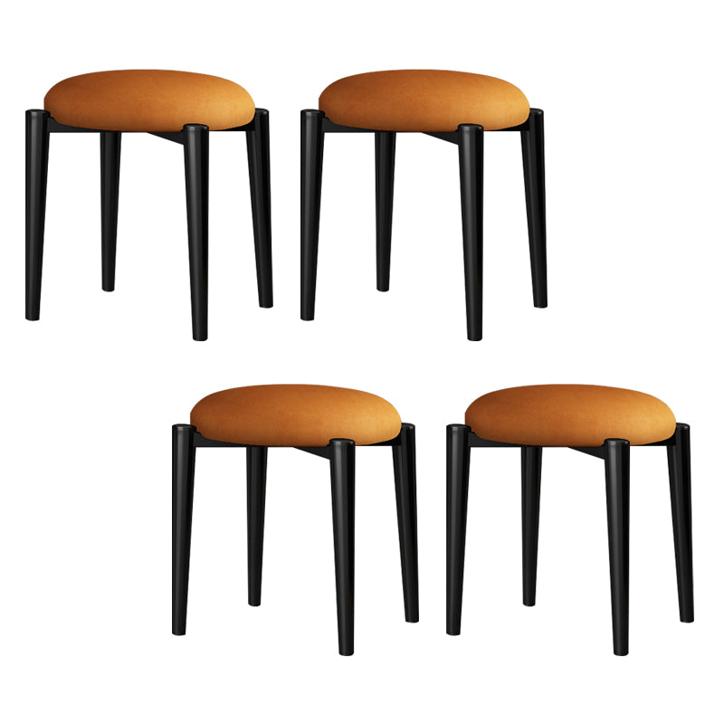 Contemporary Round Water Resistant Ottoman Faux Leather Upholstered Standard