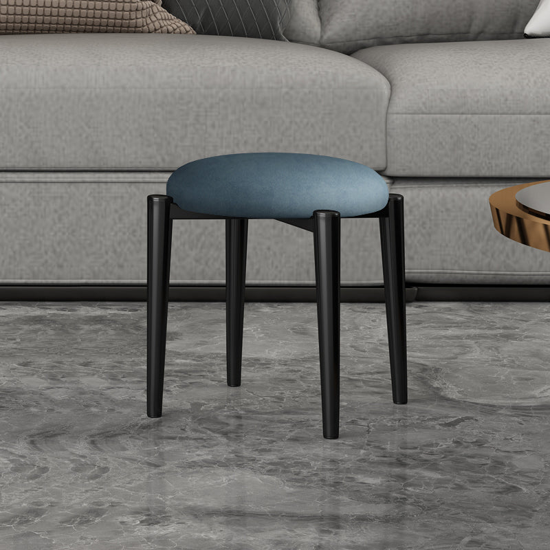 Contemporary Round Water Resistant Ottoman Faux Leather Upholstered Standard