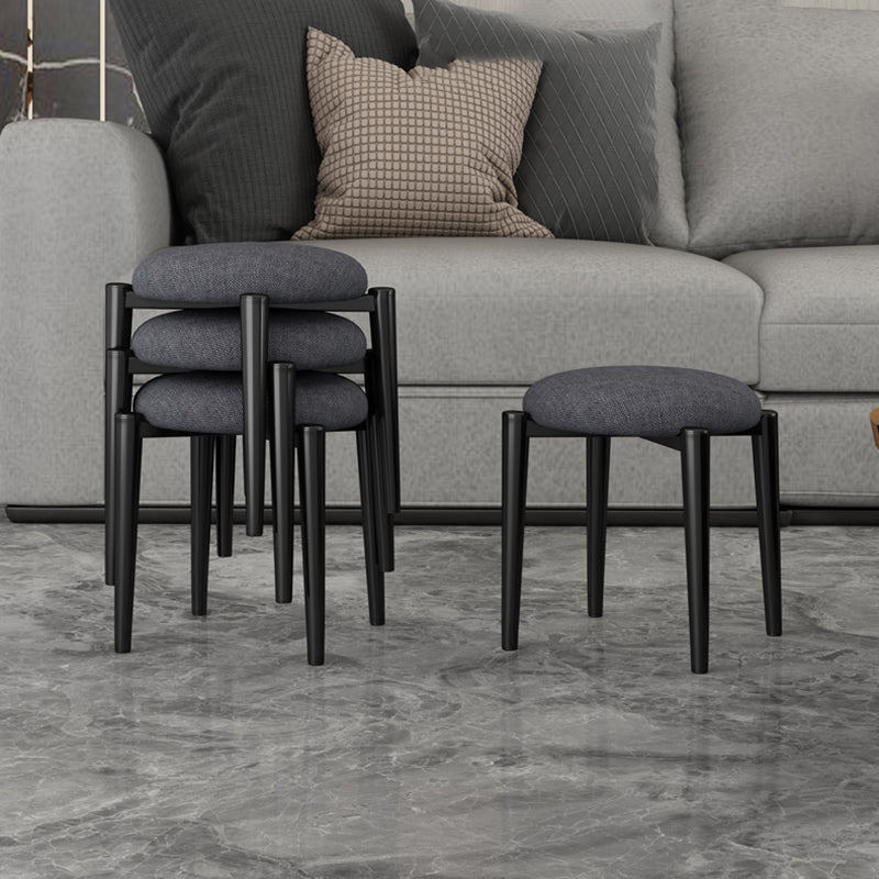 Contemporary Round Water Resistant Ottoman Faux Leather Upholstered Standard