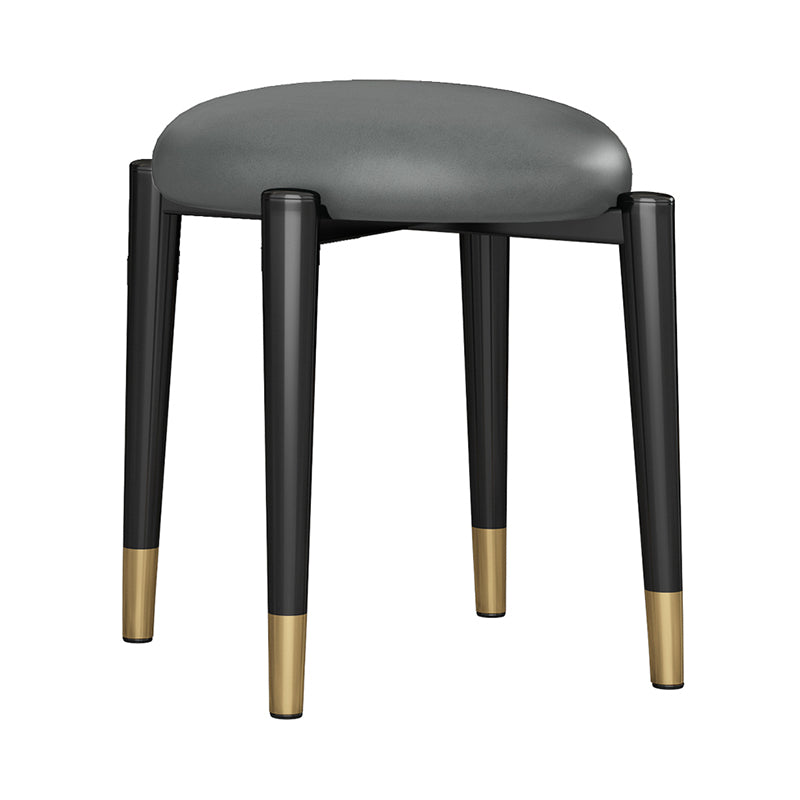 Contemporary Round Water Resistant Ottoman Faux Leather Upholstered Standard