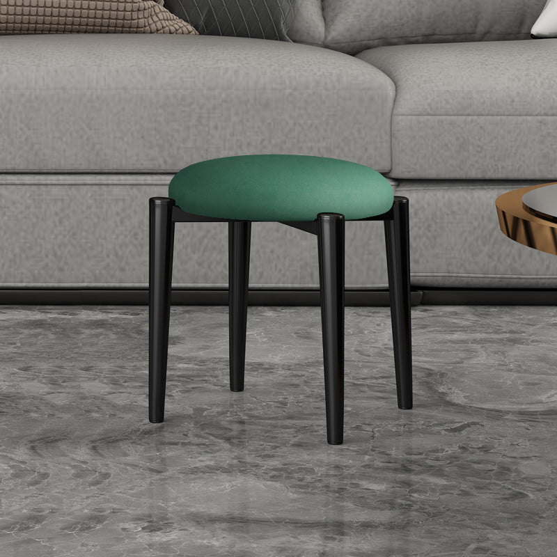 Contemporary Round Water Resistant Ottoman Faux Leather Upholstered Standard