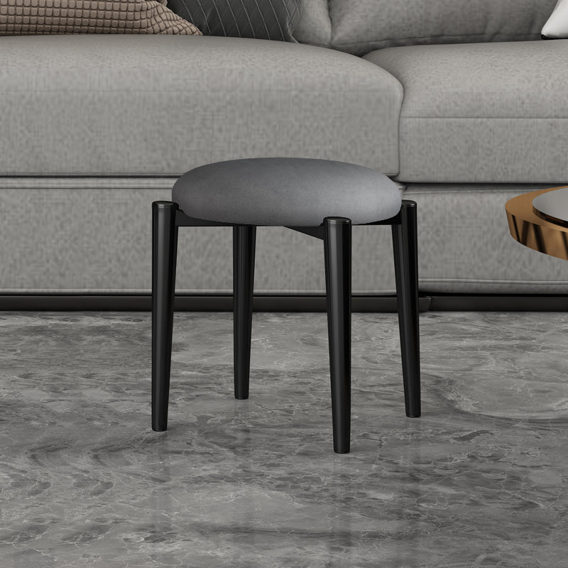 Contemporary Round Water Resistant Ottoman Faux Leather Upholstered Standard