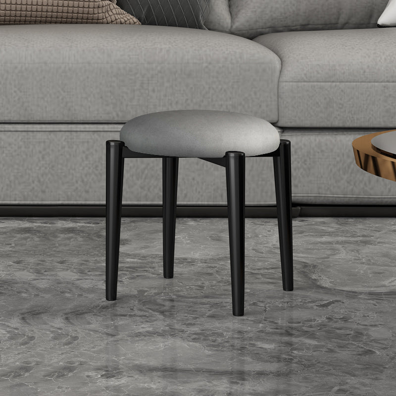 Contemporary Round Water Resistant Ottoman Faux Leather Upholstered Standard