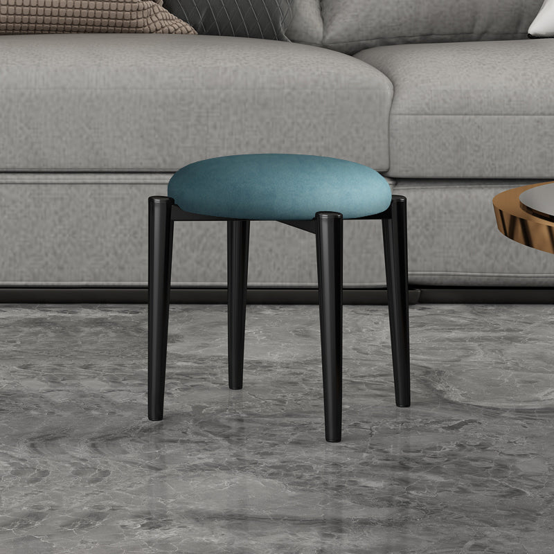 Contemporary Round Water Resistant Ottoman Faux Leather Upholstered Standard