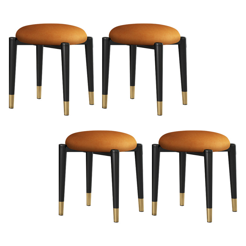 Contemporary Round Water Resistant Ottoman Faux Leather Upholstered Standard