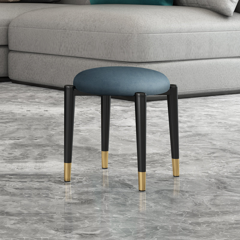 Contemporary Round Water Resistant Ottoman Faux Leather Upholstered Standard