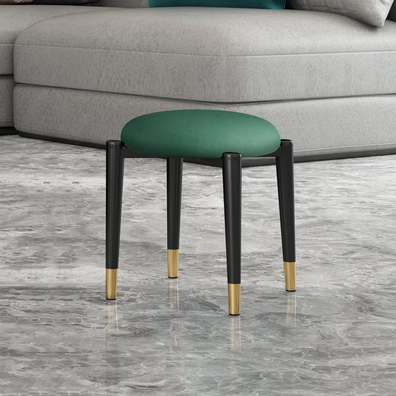 Contemporary Round Water Resistant Ottoman Faux Leather Upholstered Standard