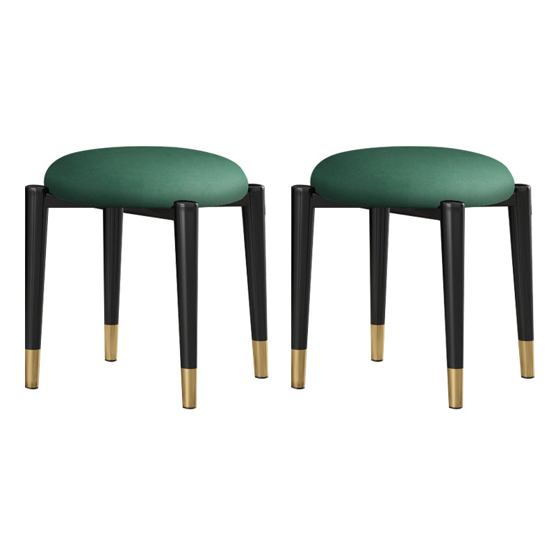 Contemporary Round Water Resistant Ottoman Faux Leather Upholstered Standard