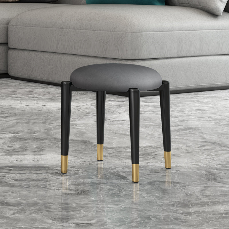 Contemporary Round Water Resistant Ottoman Faux Leather Upholstered Standard