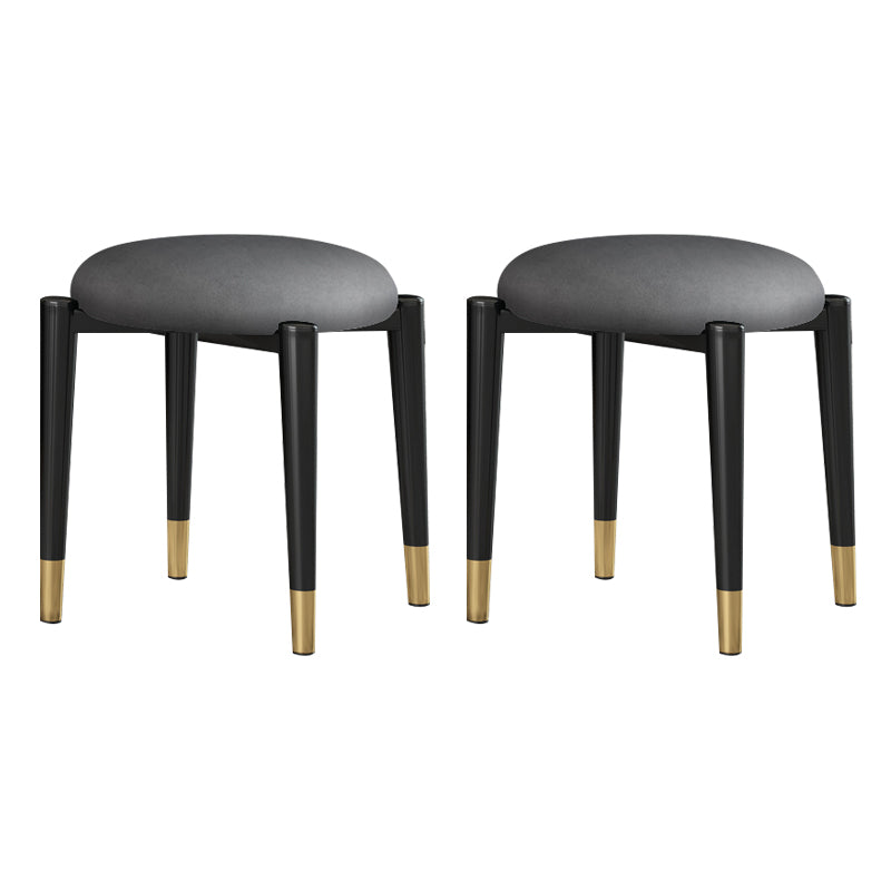 Contemporary Round Water Resistant Ottoman Faux Leather Upholstered Standard