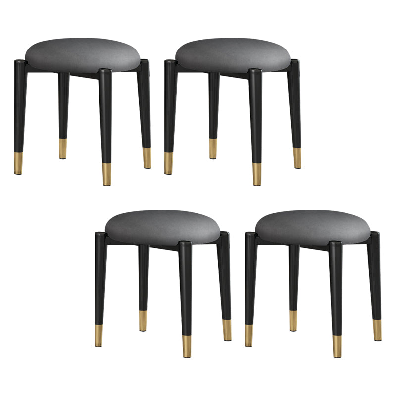 Contemporary Round Water Resistant Ottoman Faux Leather Upholstered Standard