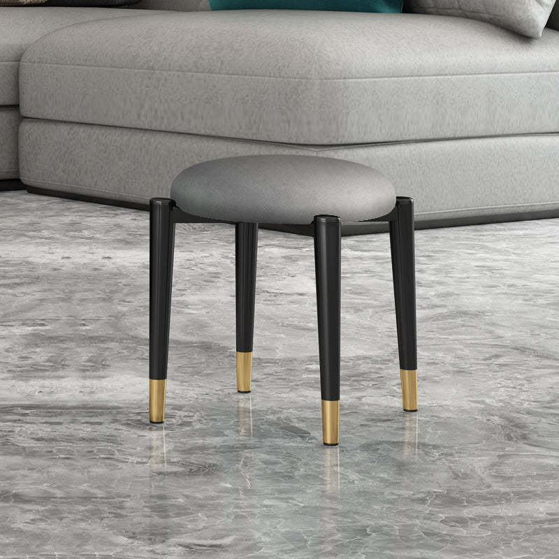 Contemporary Round Water Resistant Ottoman Faux Leather Upholstered Standard