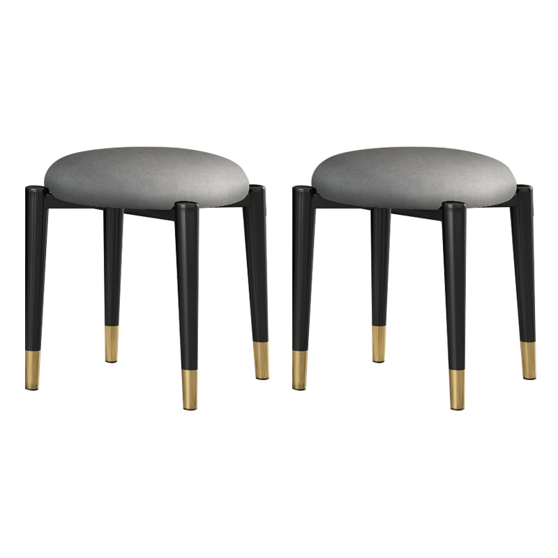 Contemporary Round Water Resistant Ottoman Faux Leather Upholstered Standard