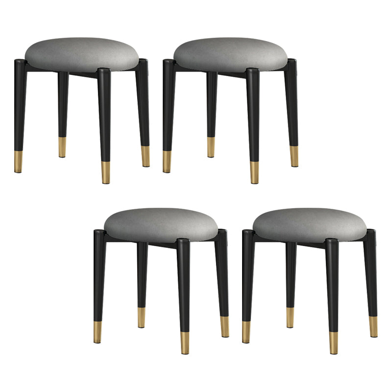 Contemporary Round Water Resistant Ottoman Faux Leather Upholstered Standard