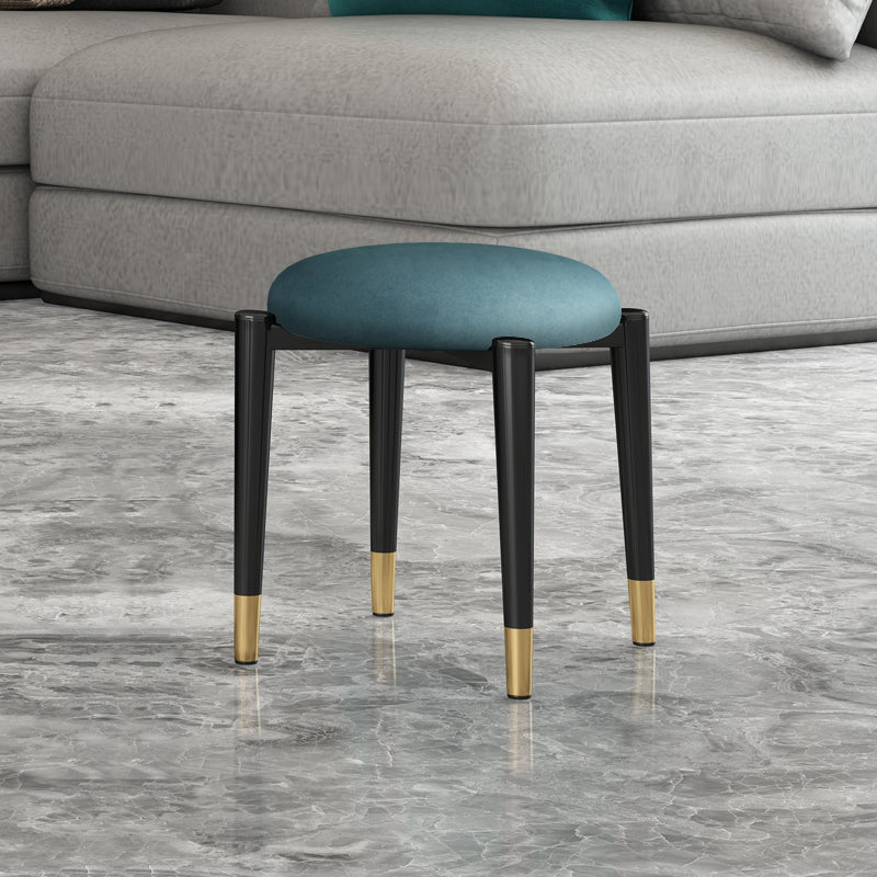 Contemporary Round Water Resistant Ottoman Faux Leather Upholstered Standard